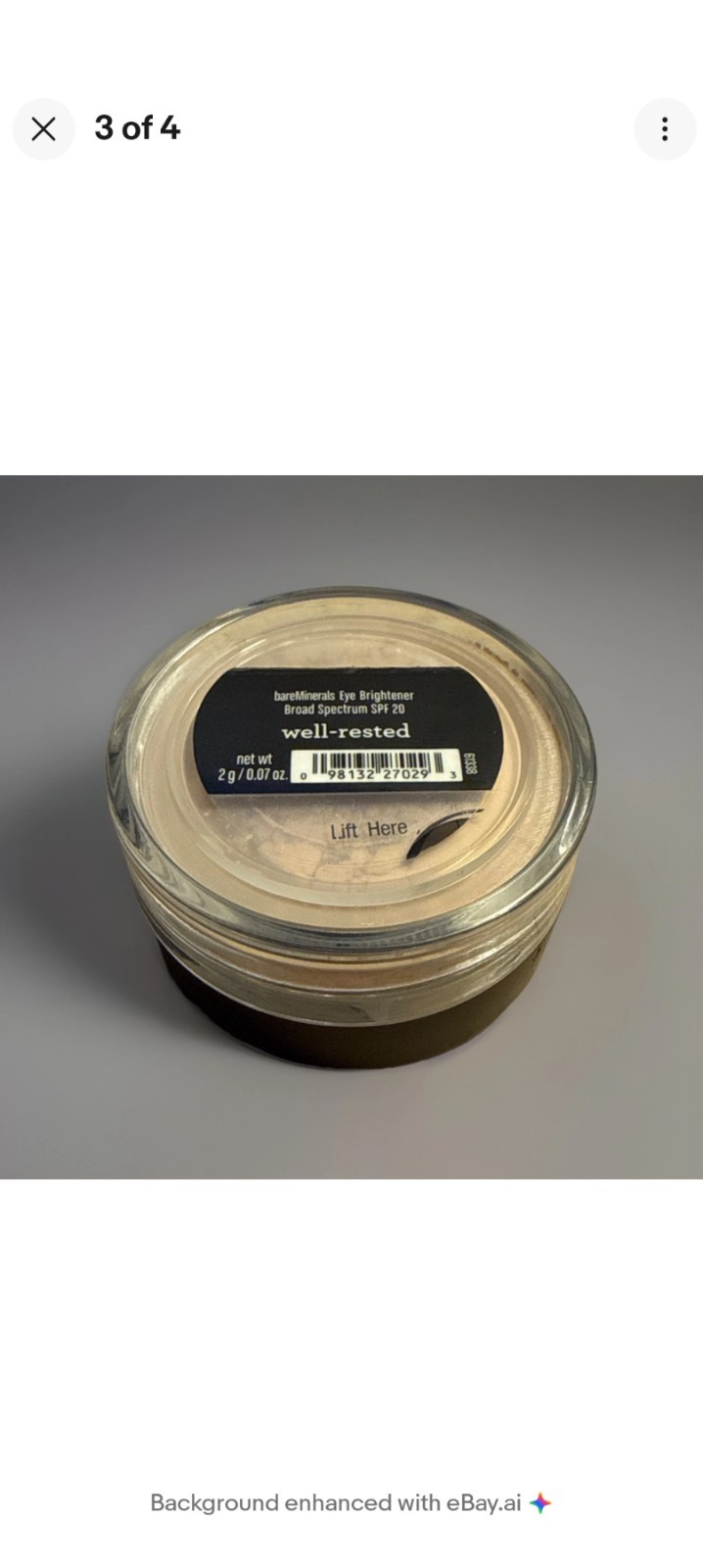 Lot of 3 bareMinerals Well-Rested Under Eye Brightener SPF 20 Full Size 2g