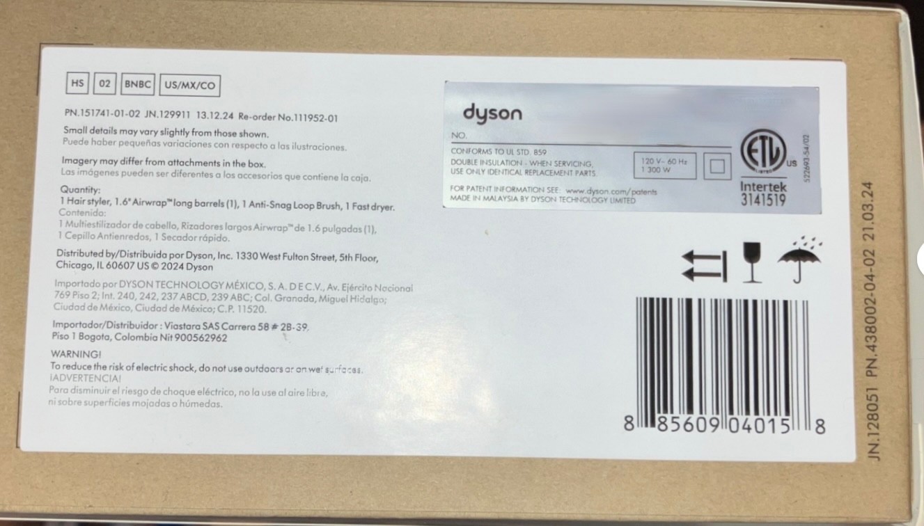 Brand New Dyson Airwrap Origin Multi Styler & Dryer- Nickel/Copper + attachments