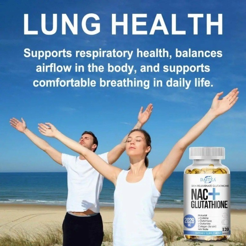 Daitea NAC + Glutathione 120 Caps Liver Skin Health Support – 1/2/3 Bottles