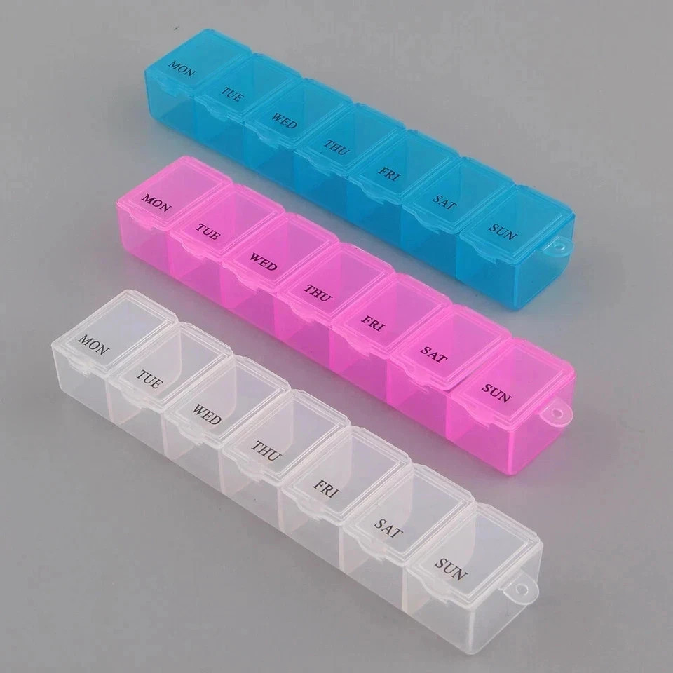 7 DAY PILL BOX MEDICINE TABLET DISPENSER ORGANISER STORAGE CASE WEEKLY US