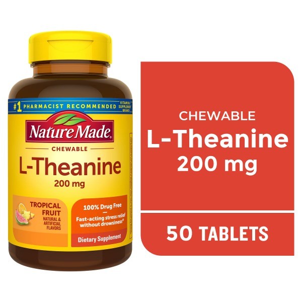 Nature Made L-Theanine Chewable Tablets-50ct:Tropical Fruit Flavor, Multivitamin