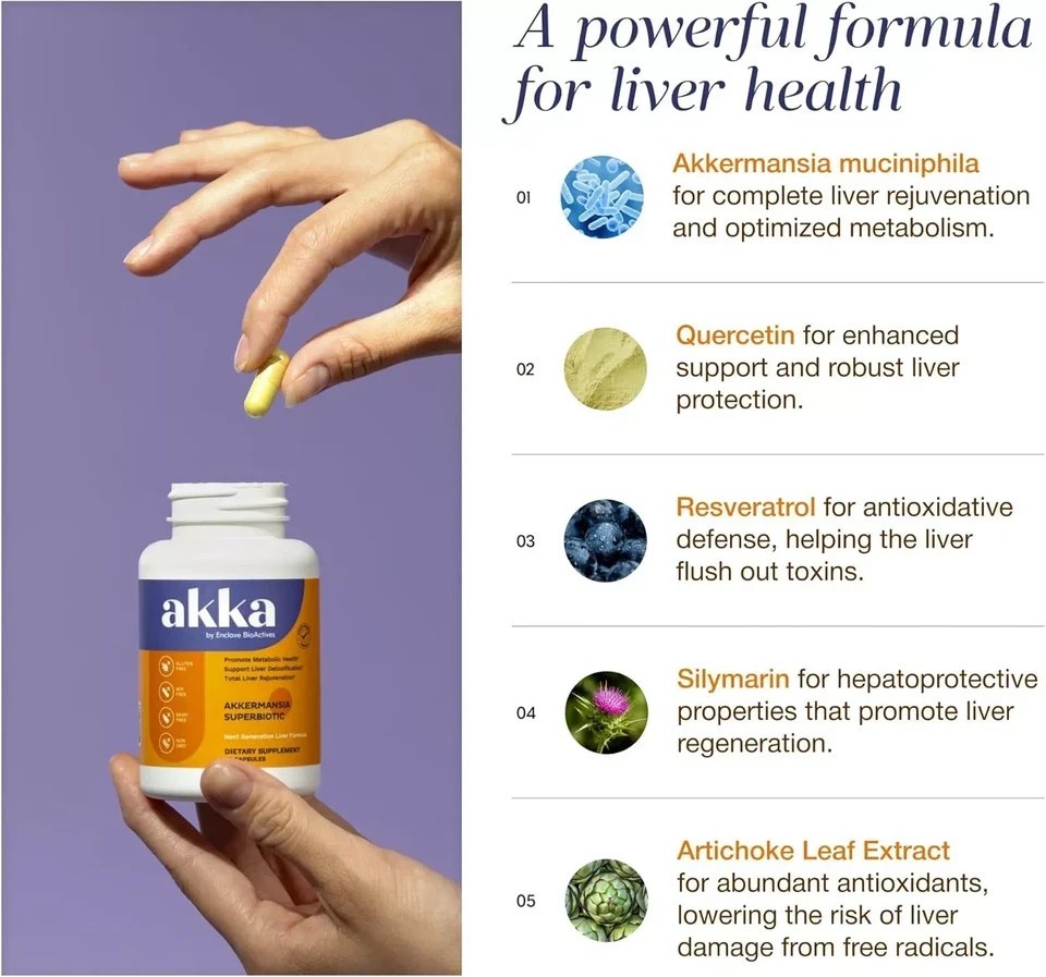 AKKA Premium Liver Cleanse Detox & Repair – Superbiotic, Gut Health 60 Capsules