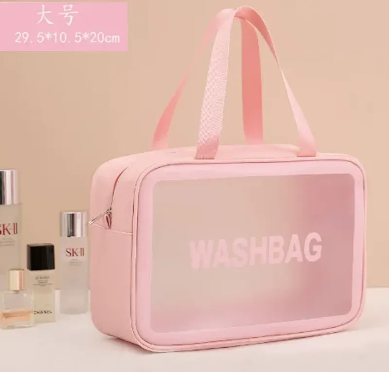 Large Capacity Dust Proof Make Up Storage Handbags PVC Fashion Transparent