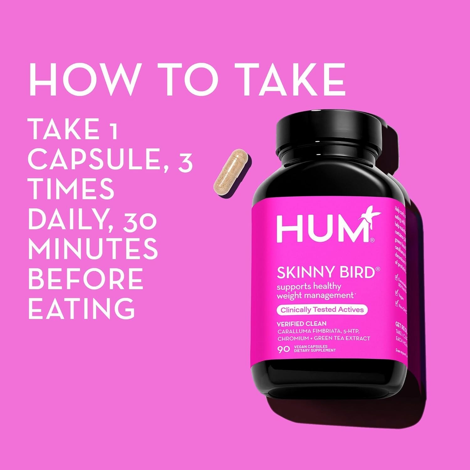 HUM Skinny Bird – Appetite Suppressor for Women (90 Capsules) Free Shipping US