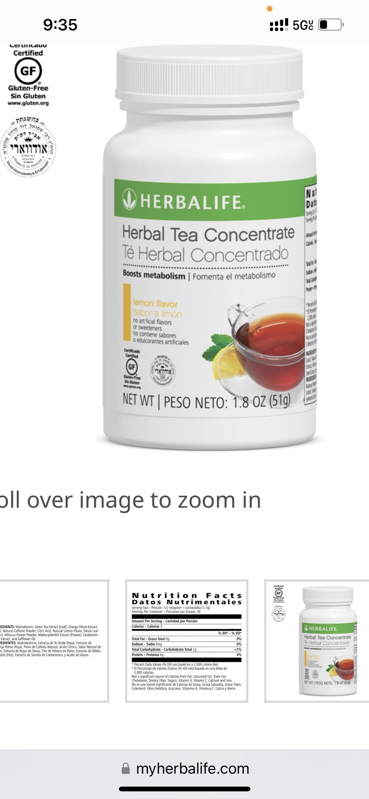Herbal Tea Concentrate 1.8 oz. Lemon Free Shipping