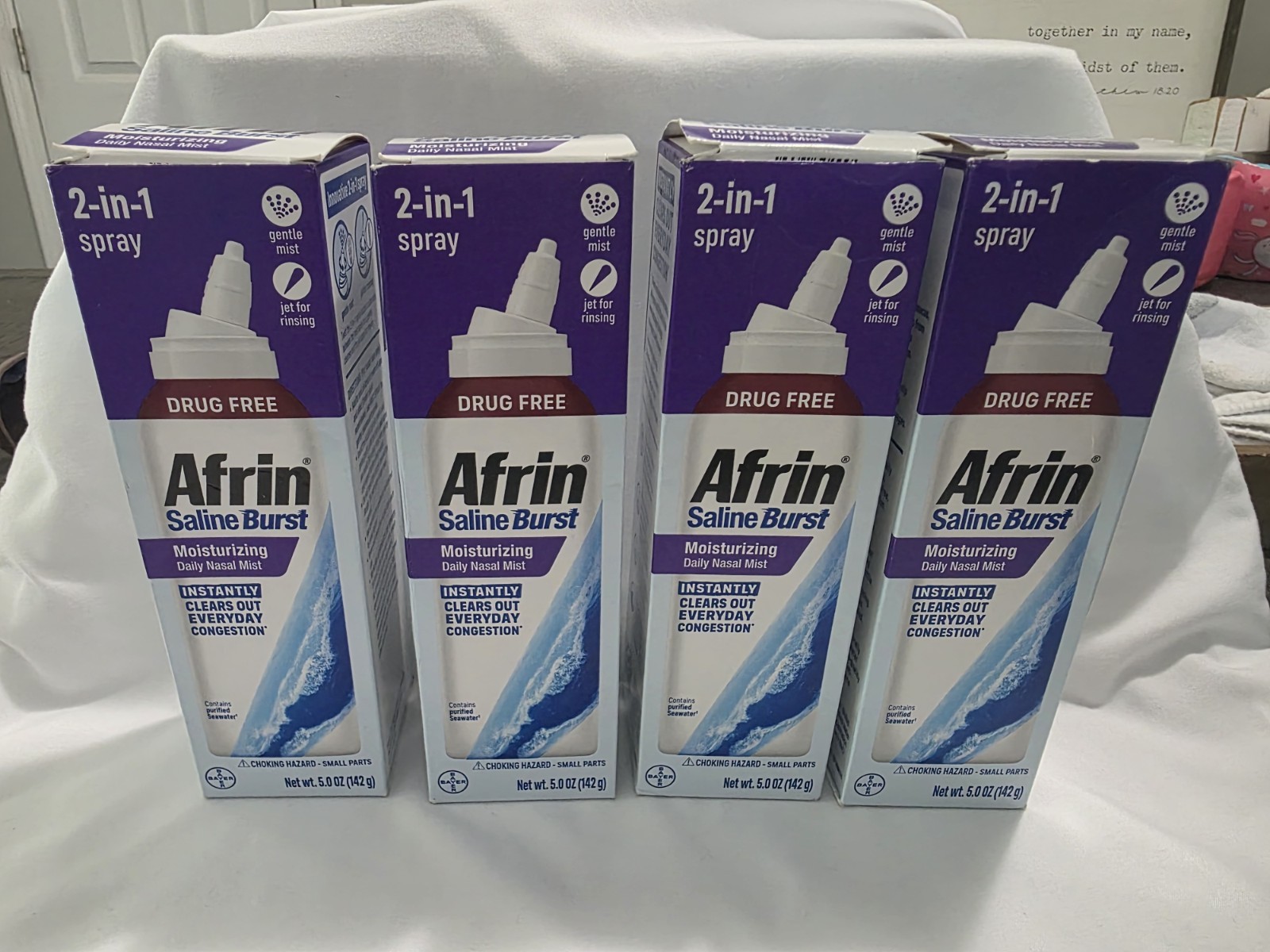 Lot Of 4 -Afrin Saline Burst Moisturizing Daily Nasal Spray. Exp 12/2027