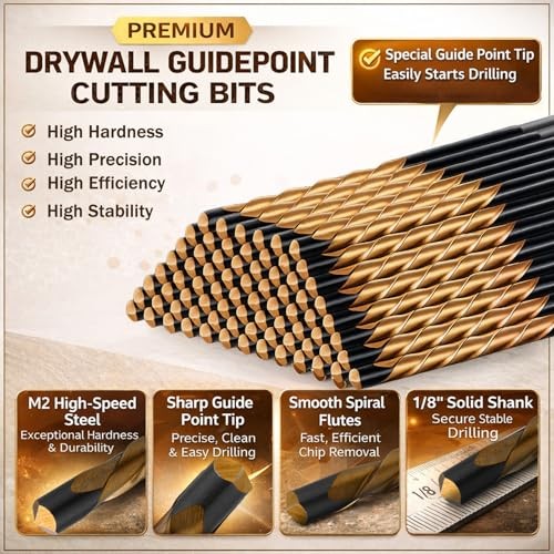 Pcs Drywall Rotor Tips 1/8″ Drywall Router Drill Bits HSS 1/8 in 100