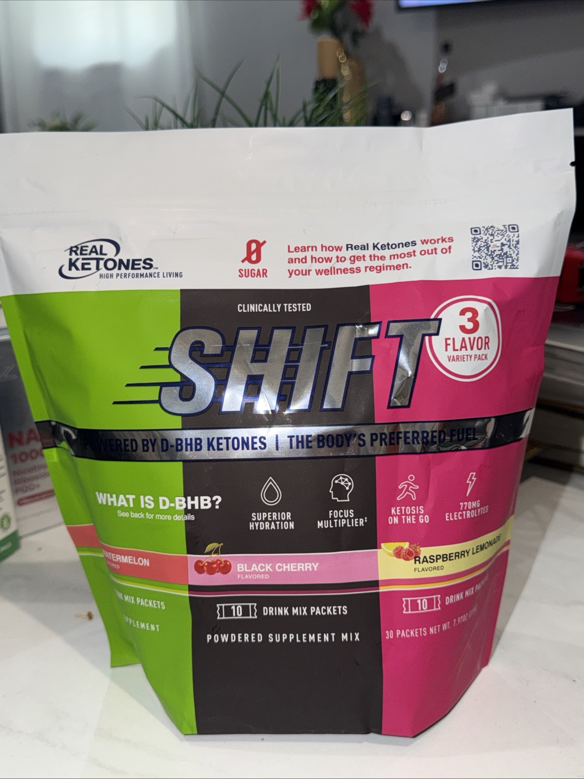 Real Ketone Shift Variety Pack 30 Packets black cherry raspberry lemonade waterm
