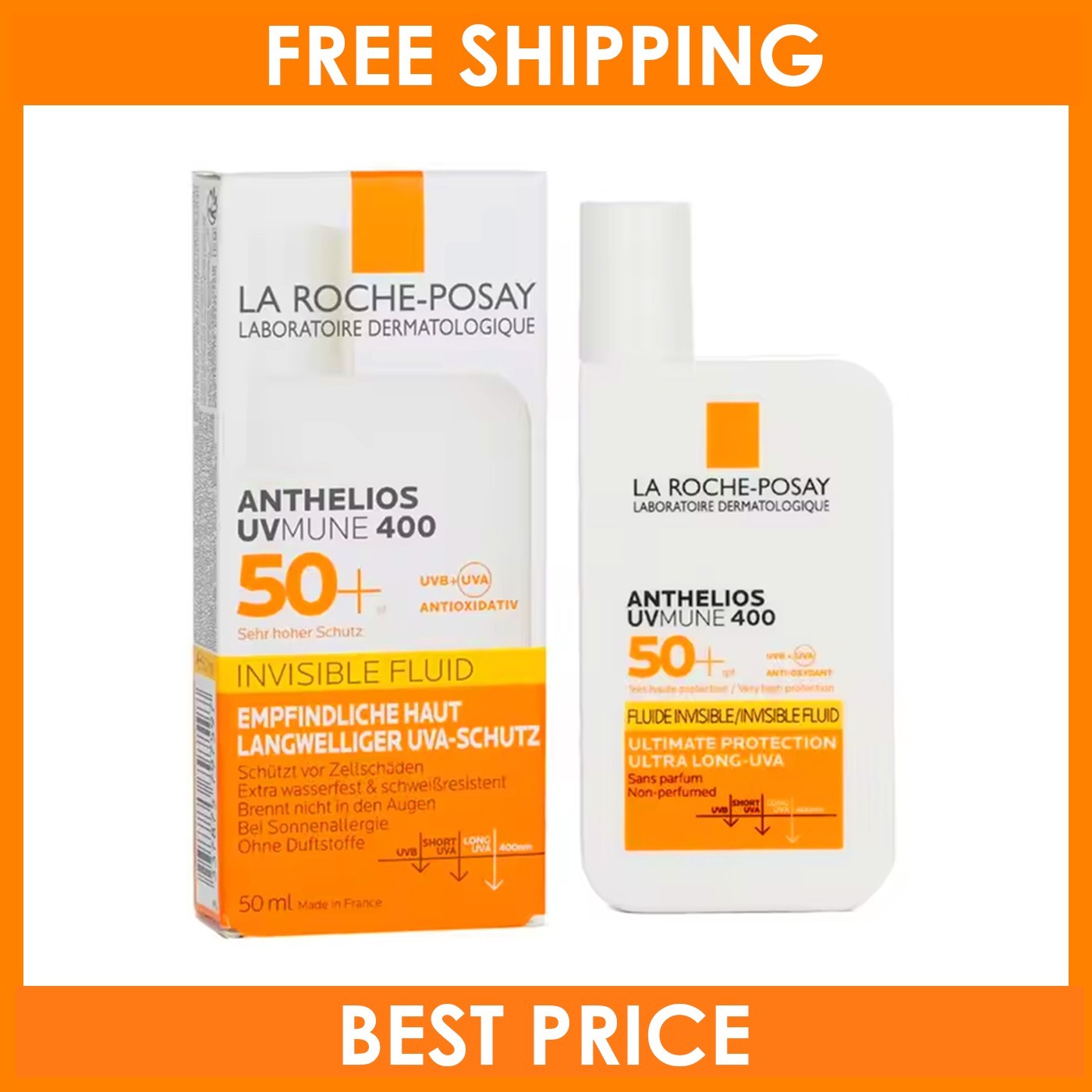 La Roche-Posay ANTHELIOS UVmune 400 Invisible, 50ml Non-Perfumed Fluid SPF50+
