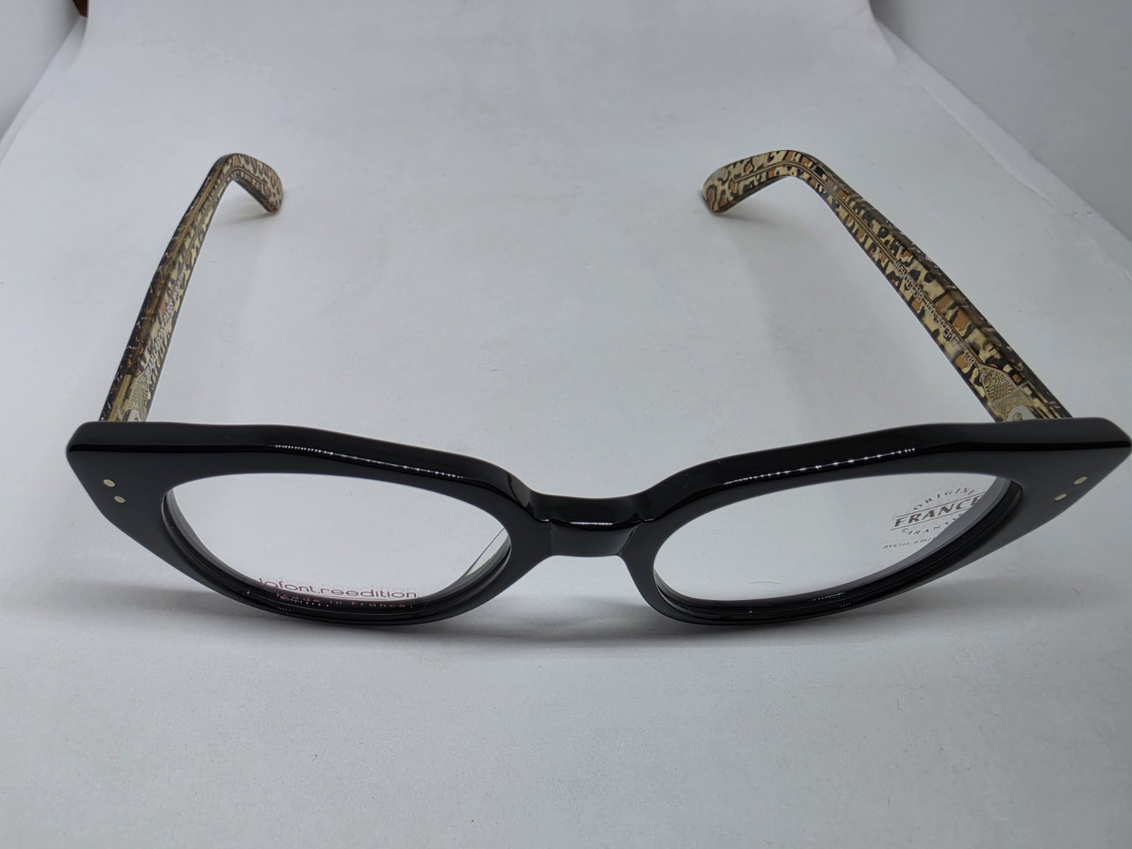 JEAN LAFONT PARIS NIGHTCLUB 100 BLACK/LEOPARD EYEGLASSES NEW AUTHENTIC FRANCE