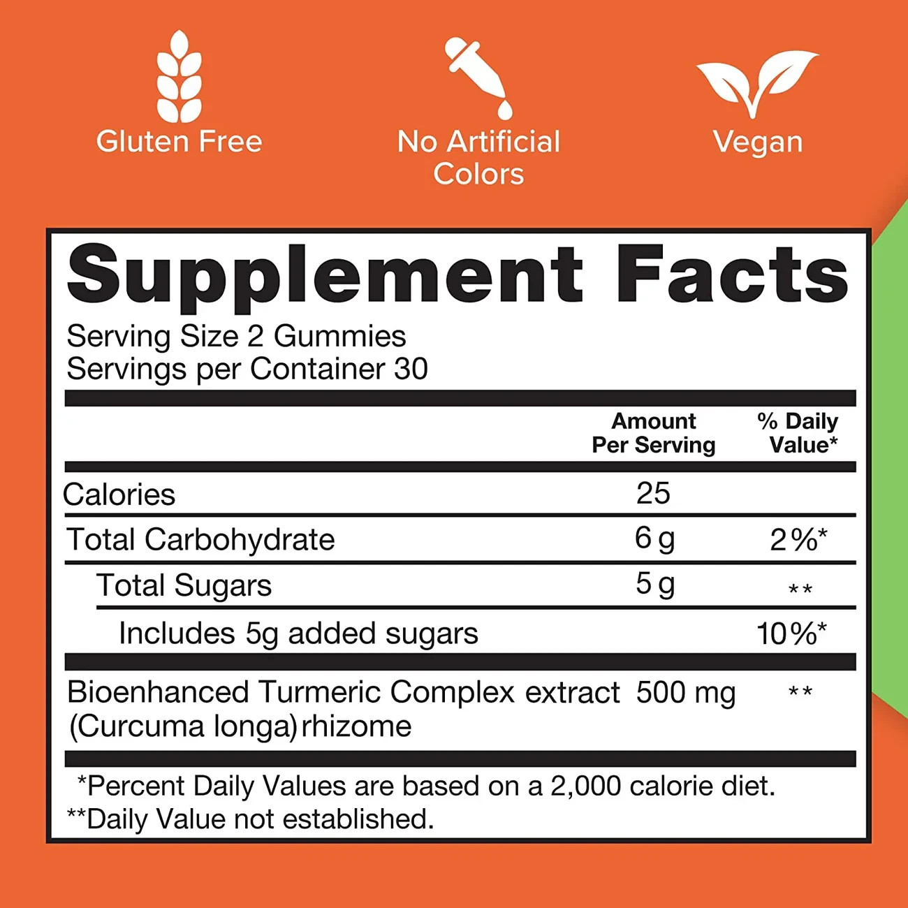 Qunol Turmeric Curcumin Gummies 500mg Tangerine Vegan Non-GMO