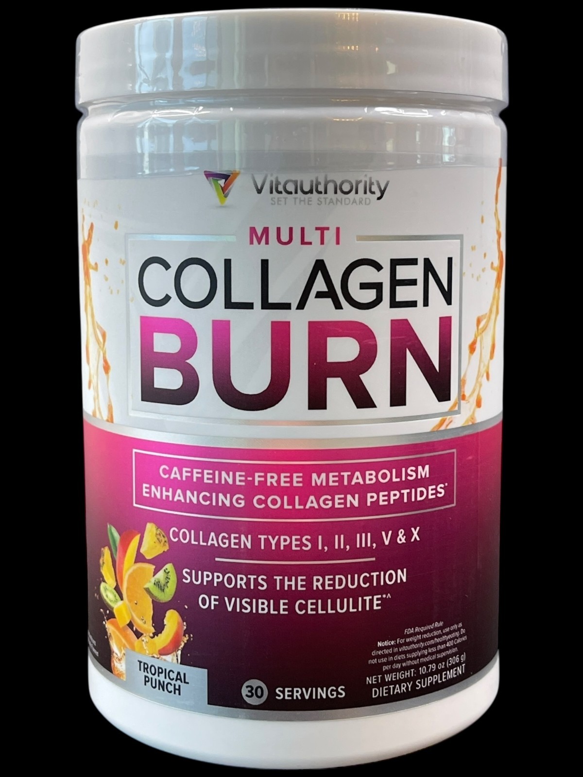 2x Vitauthority Multi Collagen Burn Cellulite Metabolism Peptides Tropical Punch