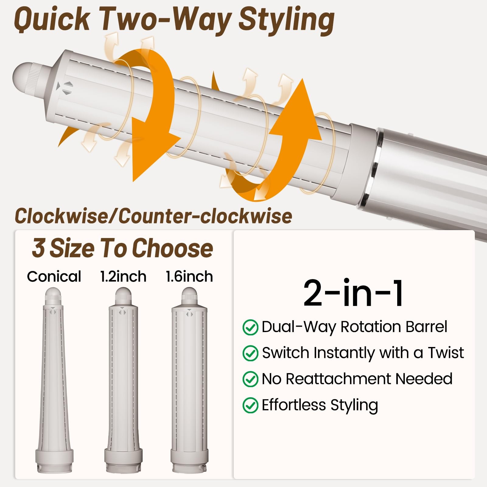 AFDD 1.6in Long Hair Curling Barrel Attachment Compatible with Shark FlexStyle,