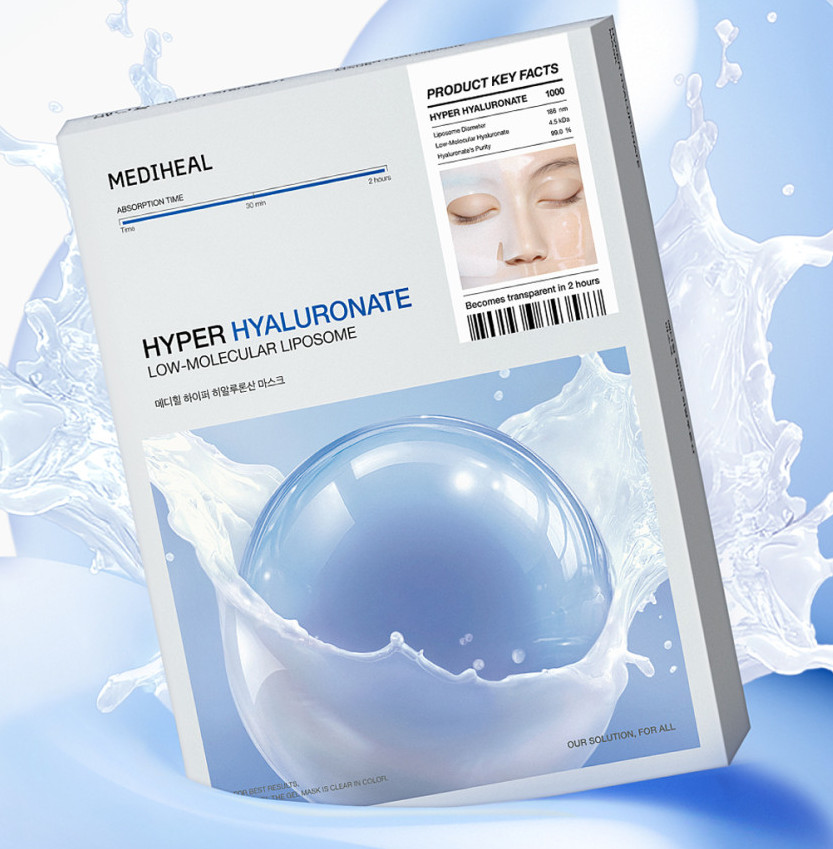 Mediheal Hyper Hyaluronate Gel Mask 4 Sheets Hydrating Moisturizing Face Mask