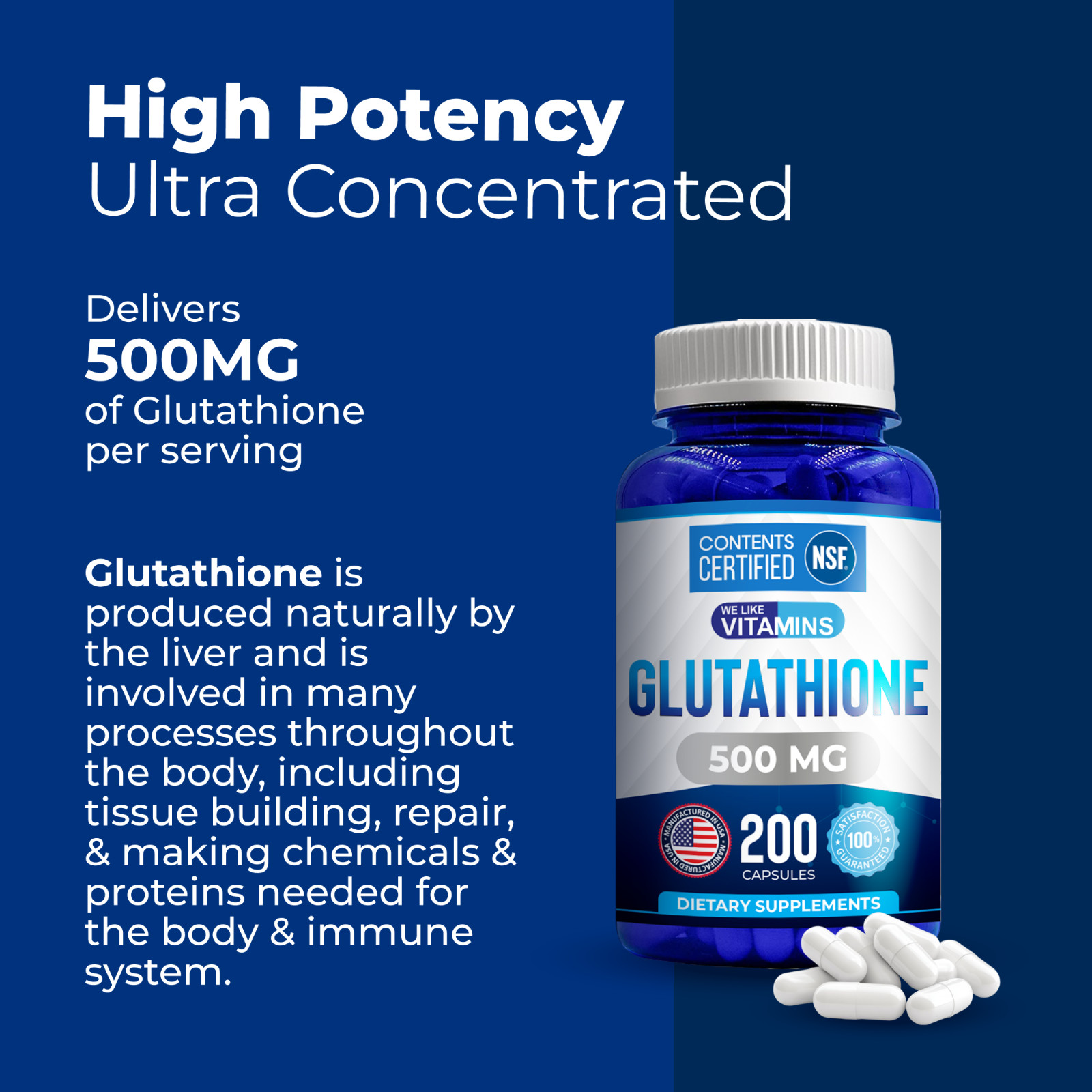 Glutathione 500mg Capsules – 200 Count