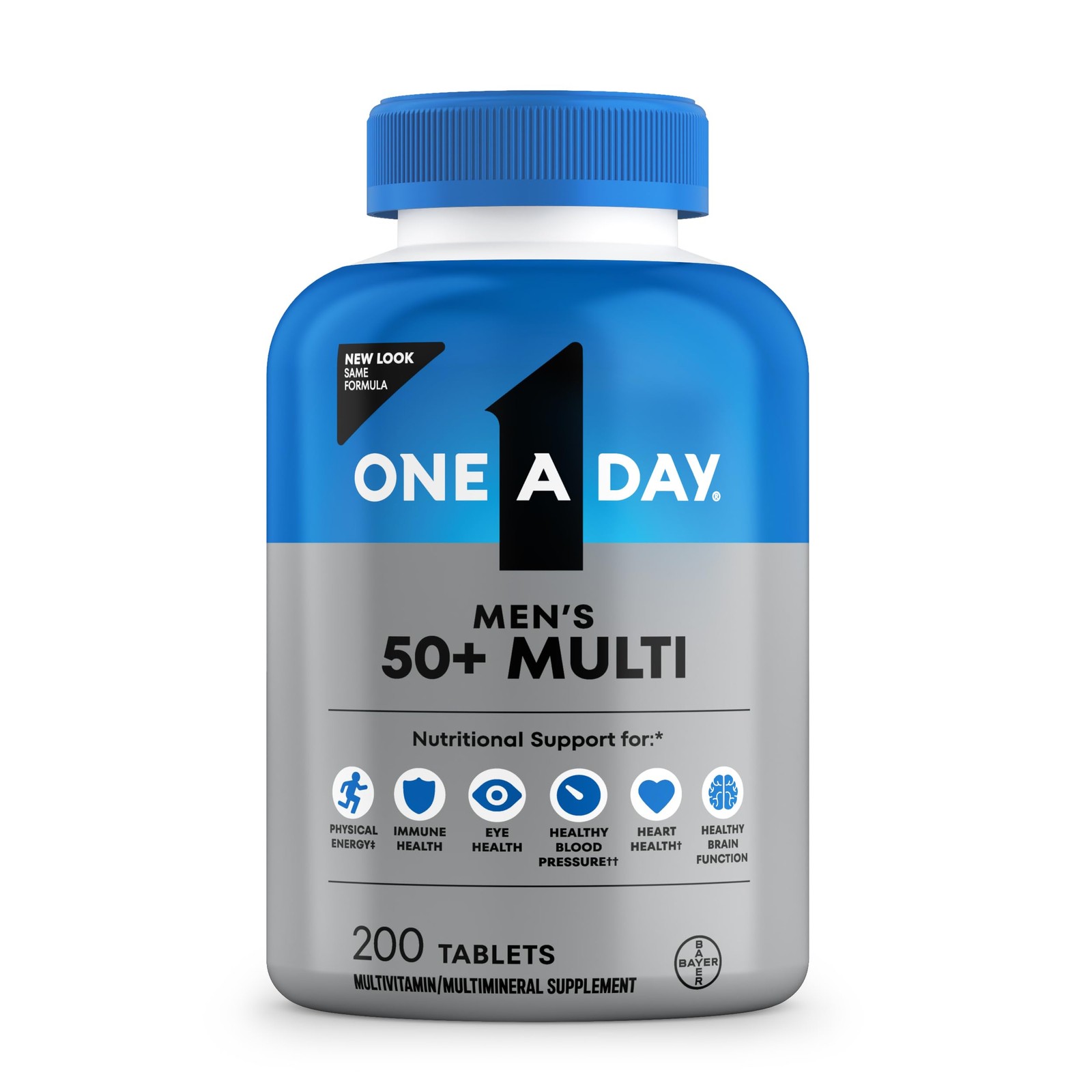 One A Day Men’s 50+ Healthy Advantage 200 Count (Pack of 1), Mint Blue