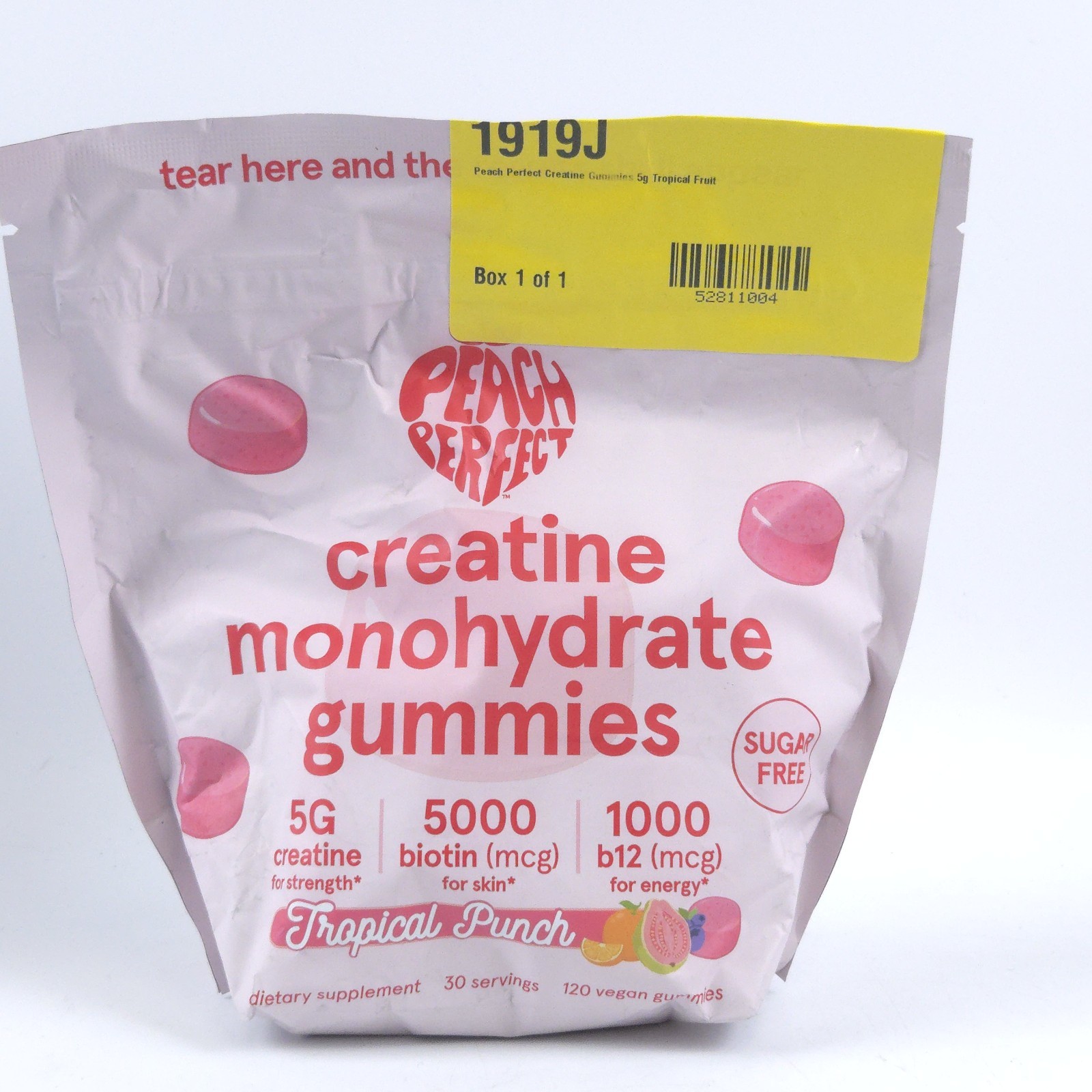 Peach Perfect Creatine Monohydrate Gummies Tropical Punch 120ct Sugar Free