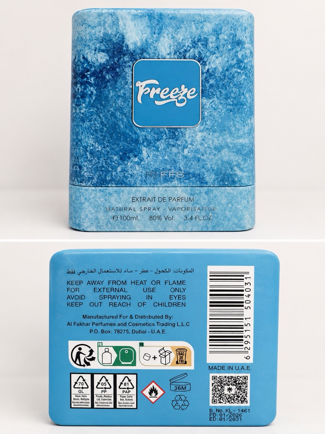 Riffs Freeze Extrait de Parfum Spray 3.4 fl oz Regular Size MPN KL-1461