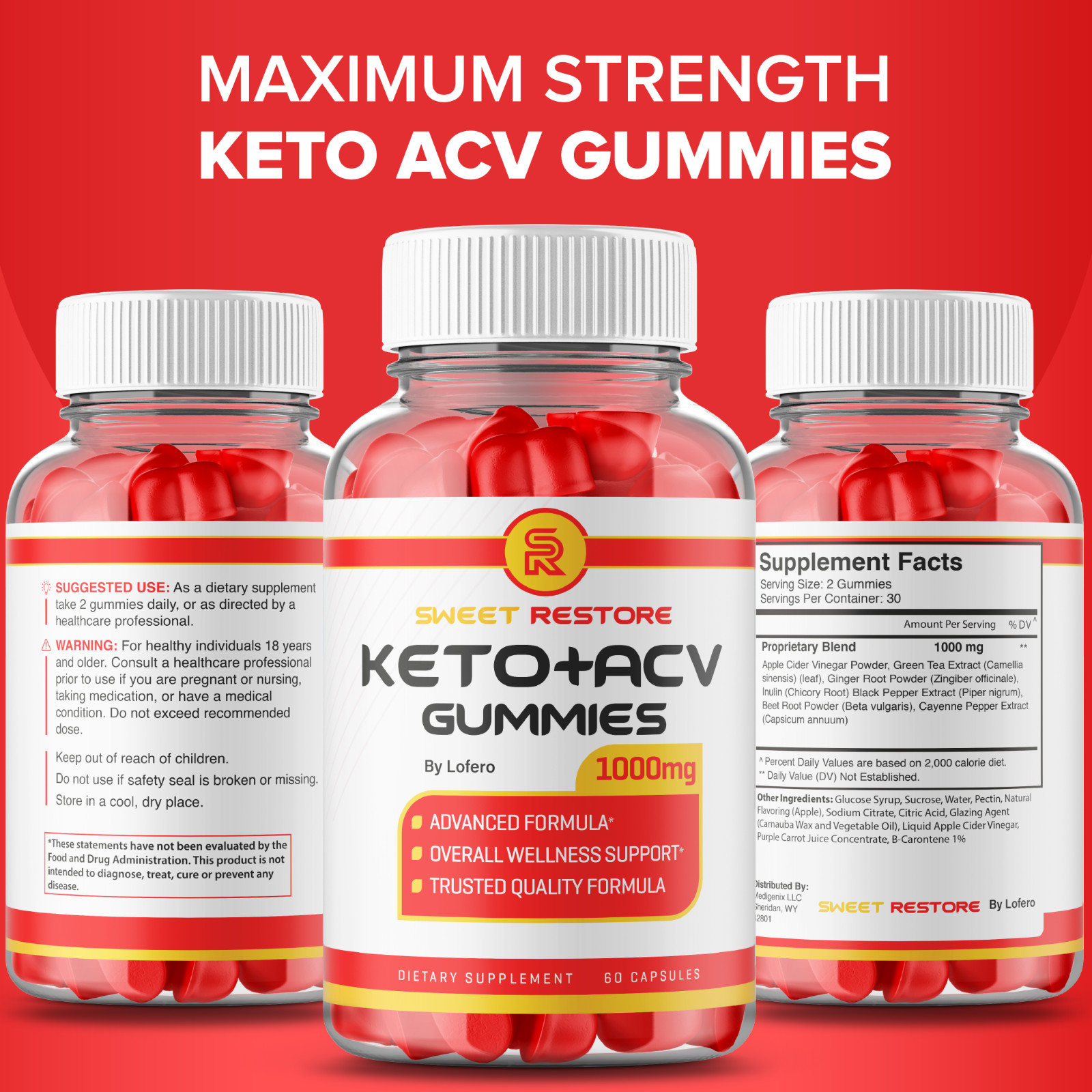 Sweet Restore Keto+ACV Gummies Weight Loss SweetRestore Keto ACV Gummy (60 ct)