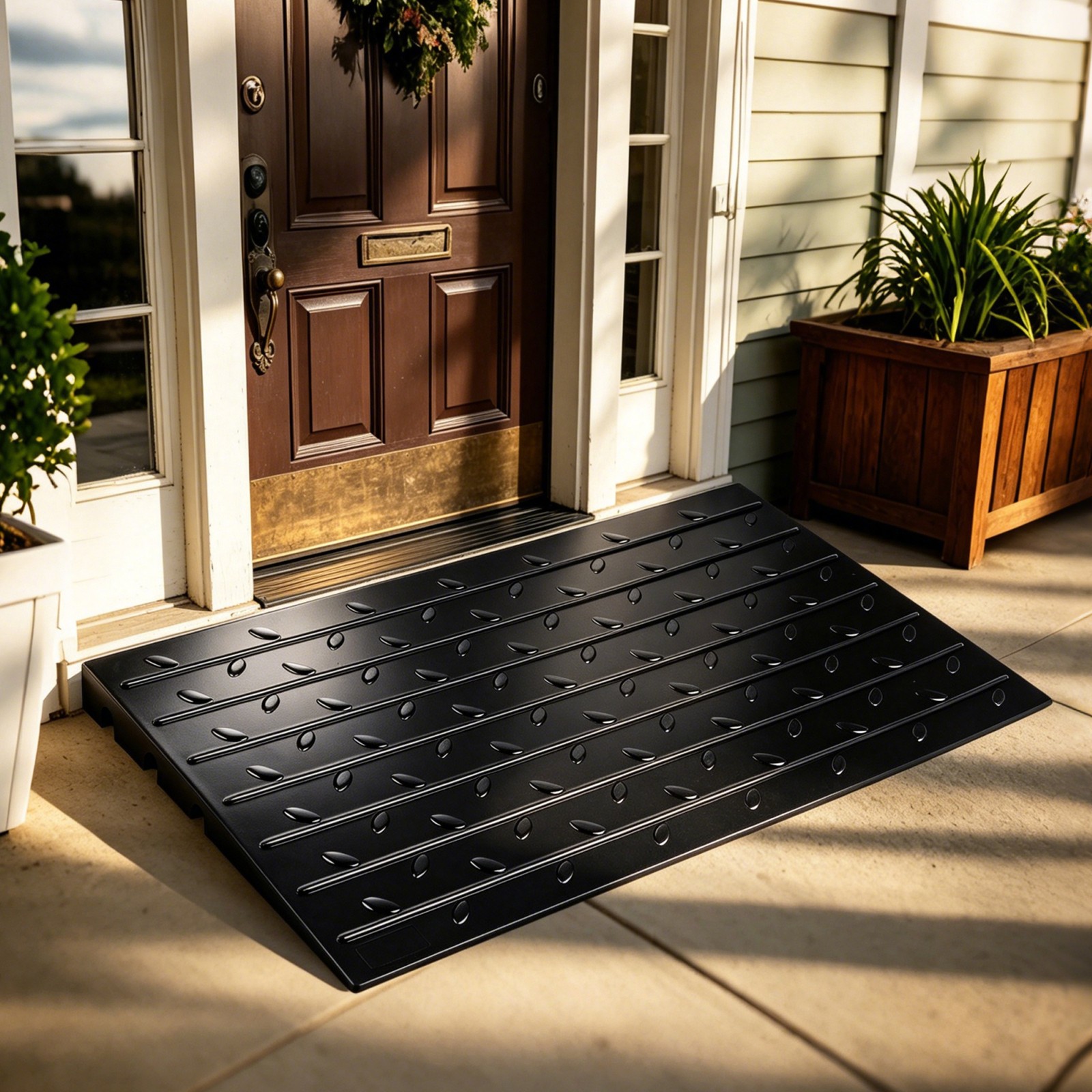 Anti-Slip Rubber Threshold Ramp for 2.5″ Doorway Indoor Outdoor Use 2200lbs