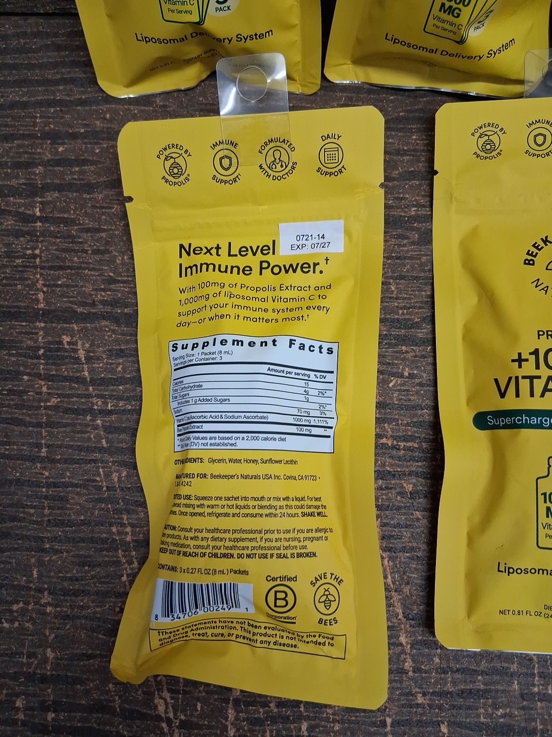 Beekeeper’s Naturals Propolis Liposomal Vitamin C 5 Packets 15 Packs Total New