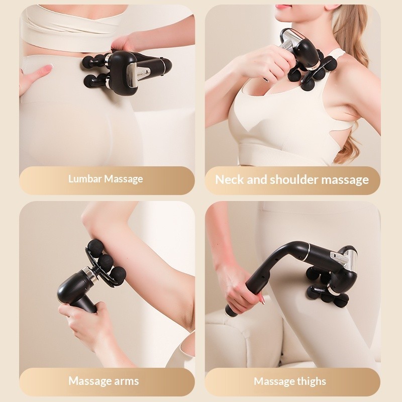 6 Head Massage Gun with Extension Handle, 12MM Massage Gun Deep Tissue, Back