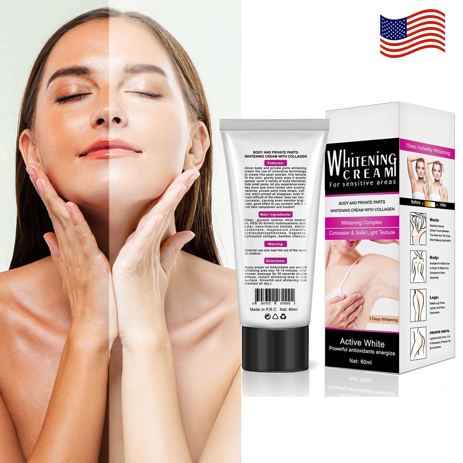 Skin Brightening Cream Whitening Full Body Lightening Face Dark Skin Bleaching