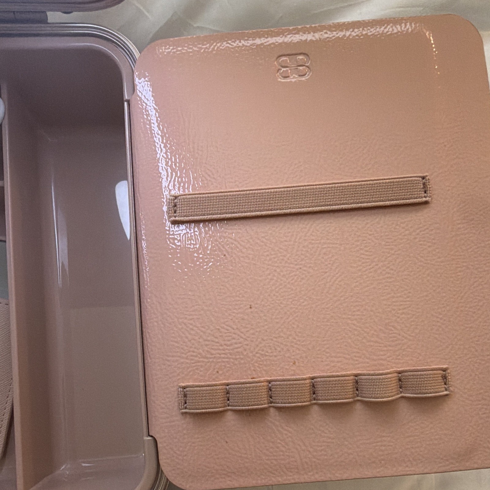 Beautifect Box Lighted Makeup Case w/ Mirror Handle, Black/Pink Plastic