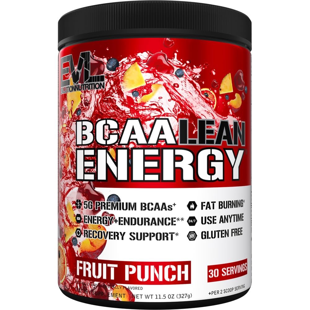 EVL BCAA Lean Energy Powder – Pre Workout 11.3 Ounce (Pack of 1), Fruit Punch