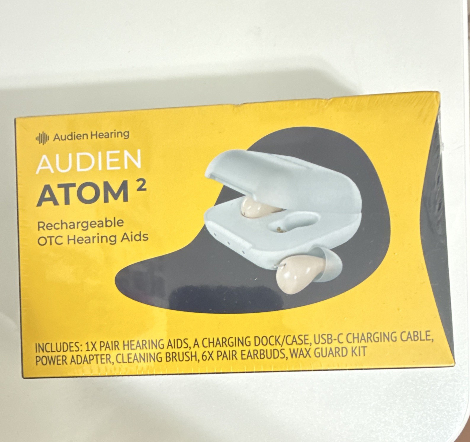 Audien Hearing ATOM 2 CIC Rechargeable OTC Hearing Aids Beige Kit Both Ears