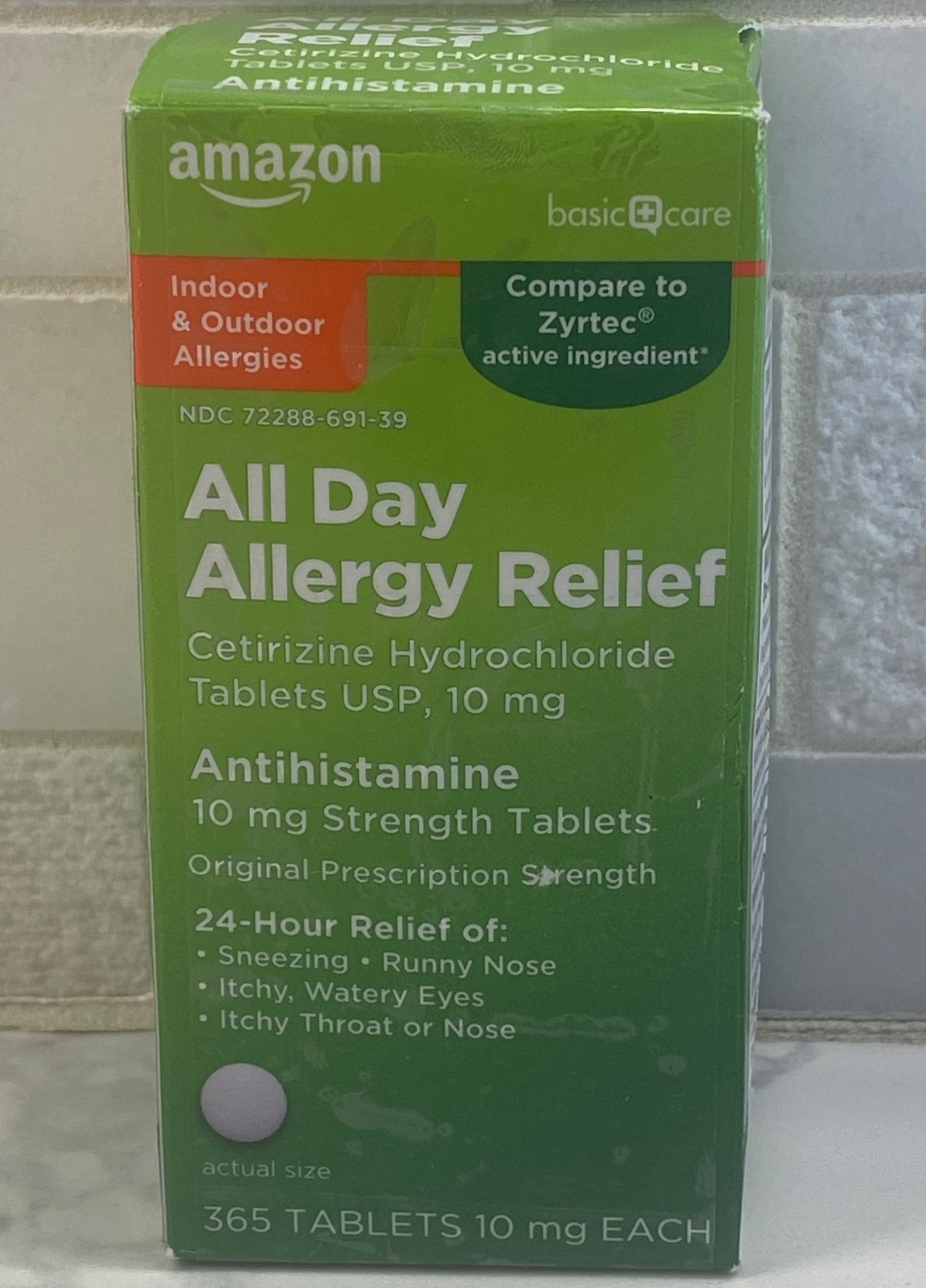 Amazon All Day Allergy Relief Compare To Zyrtec 365 Tablets Exp: 10/2028