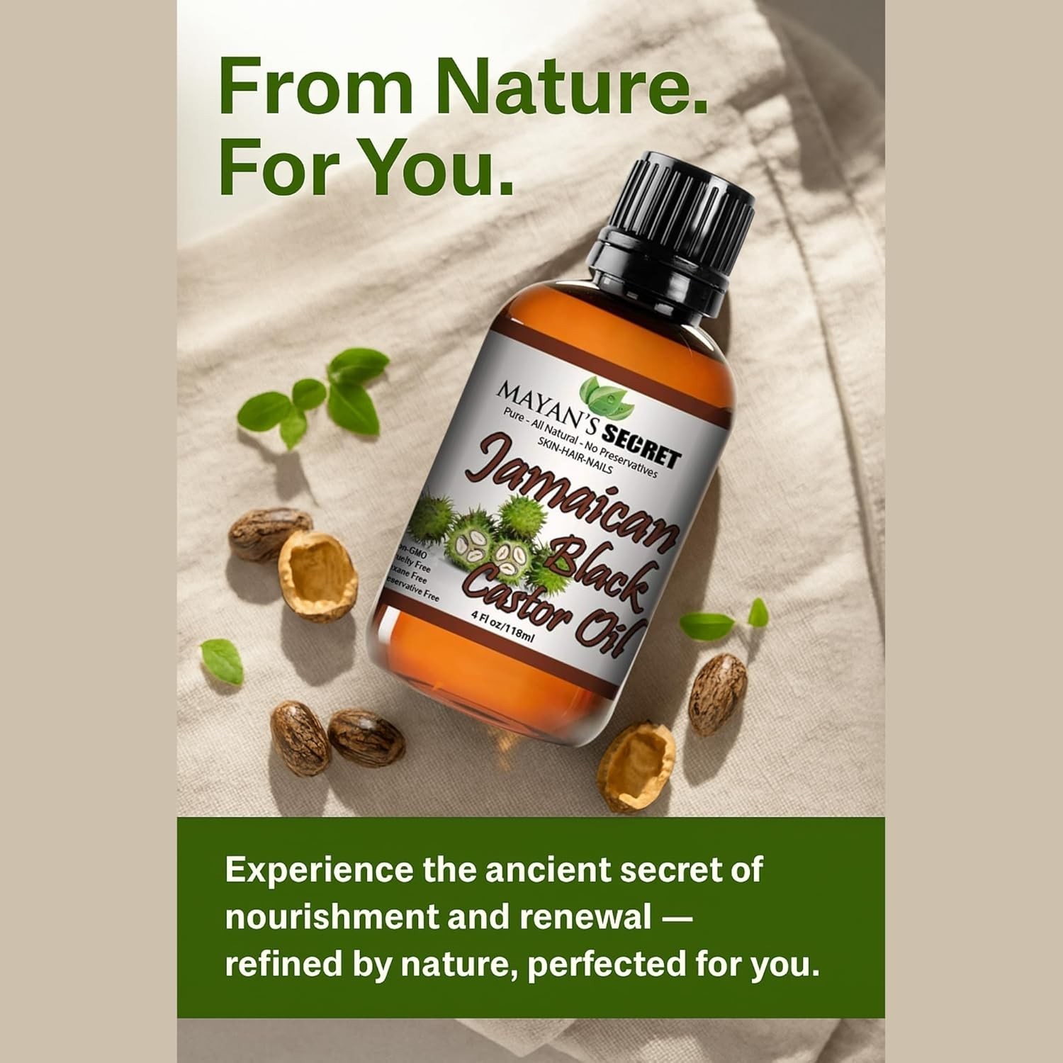 Premium Jamaica Black Castor Oil for Eyelashes, Eyebrows,Hair Growth,Skin & Face