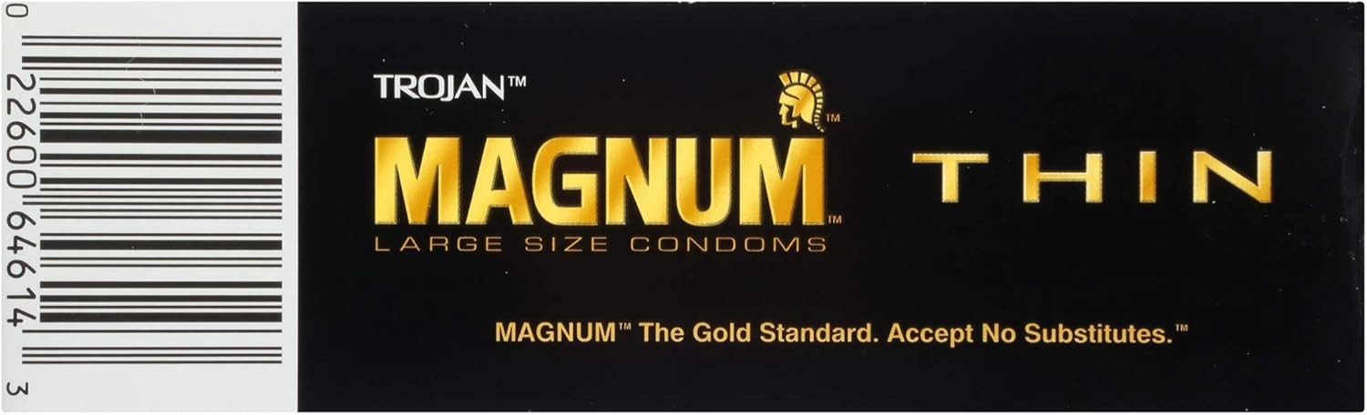 Trojan Magnum Thin Condoms Large Size Lubricated Latex 12 Count NEW