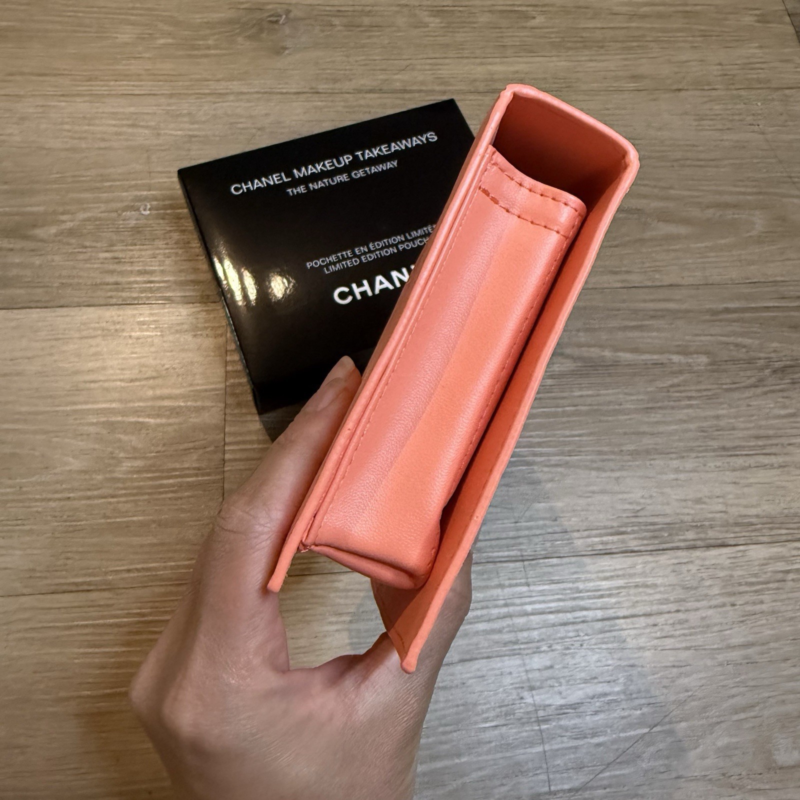 CHANEL Makeup Takeaways Nature Getaway Limited Edition Folding Makeup Bag Pink