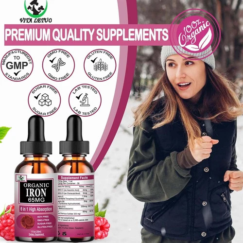 Iron Supplement for Women with Vitamin C,6-In-1 Liquid Supplement W/Vitamin B12,