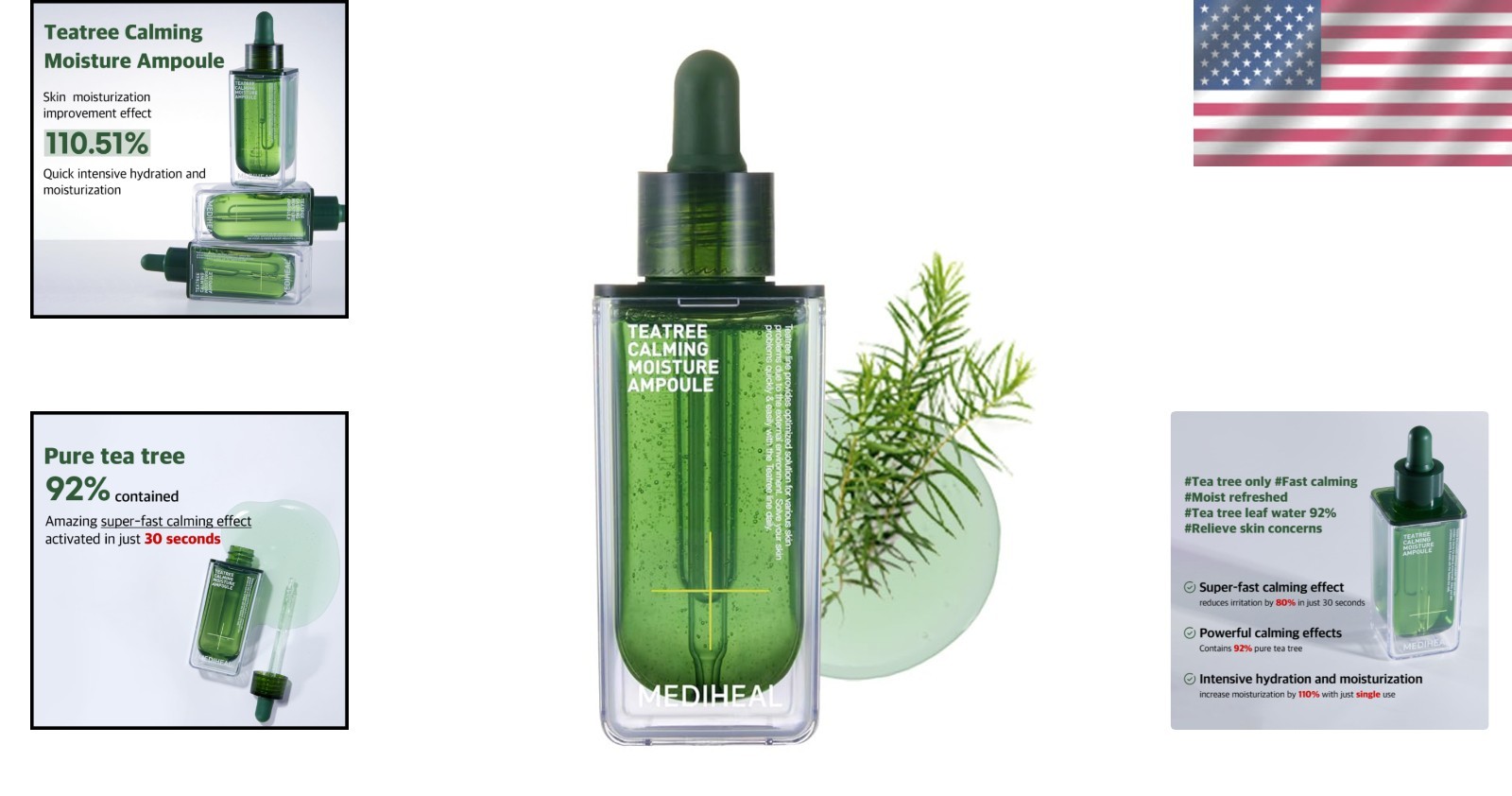 Calming Moisture Ampoule with 92% Tea Tree Leaf Water 1.7 fl oz – For All Skin