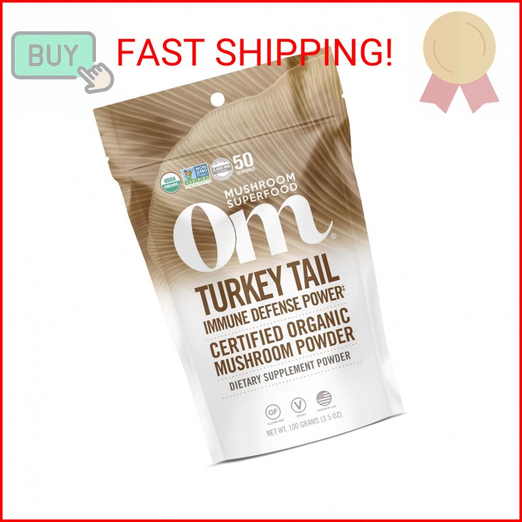 Om Mushroom Superfood Turkey Tail Organic Mushroom Powder, 3.5 Ounce, 50 Serving
