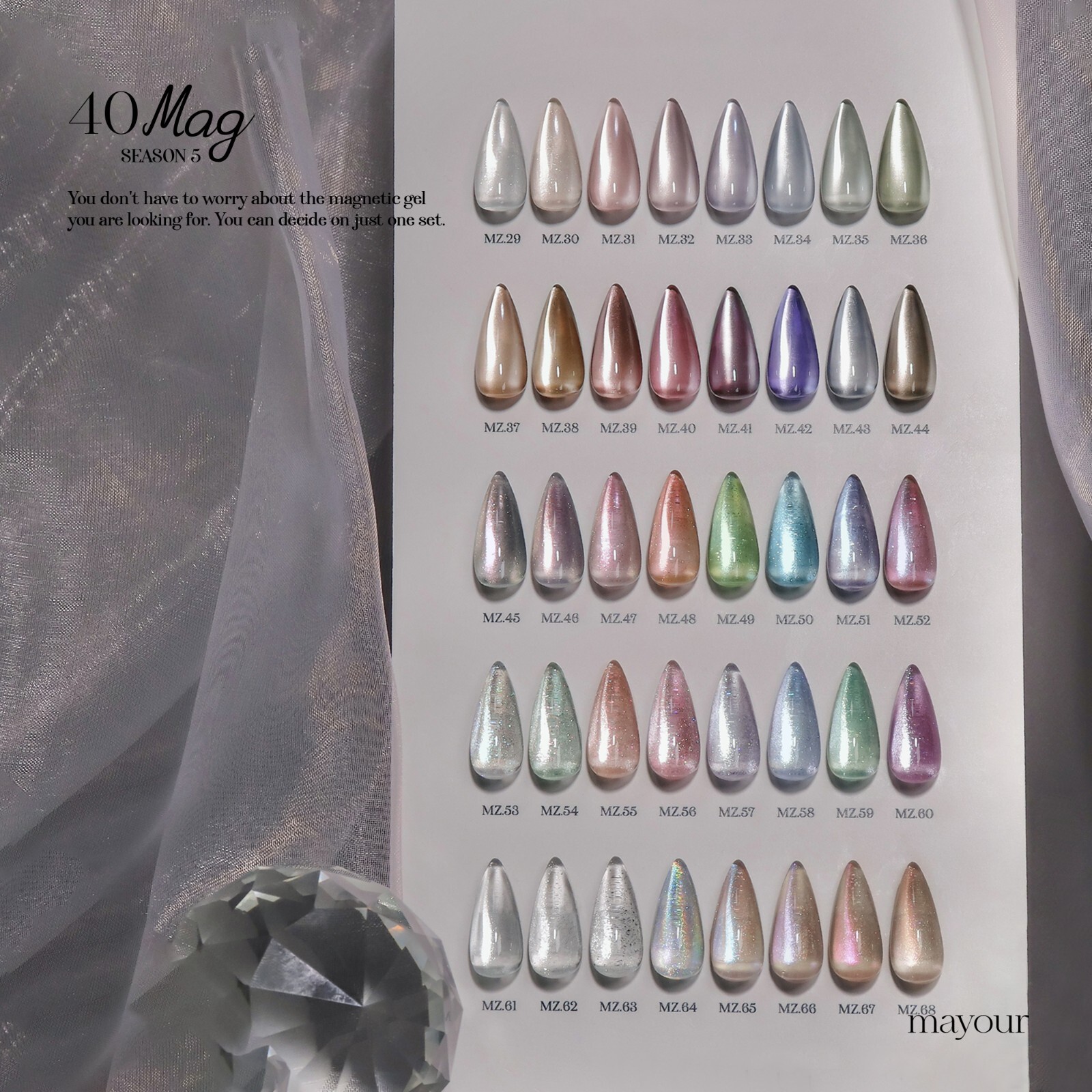 Mayour Magnetic Gel The Collector Season 5 8ml 40 Colors Nail Polish K-Beauty