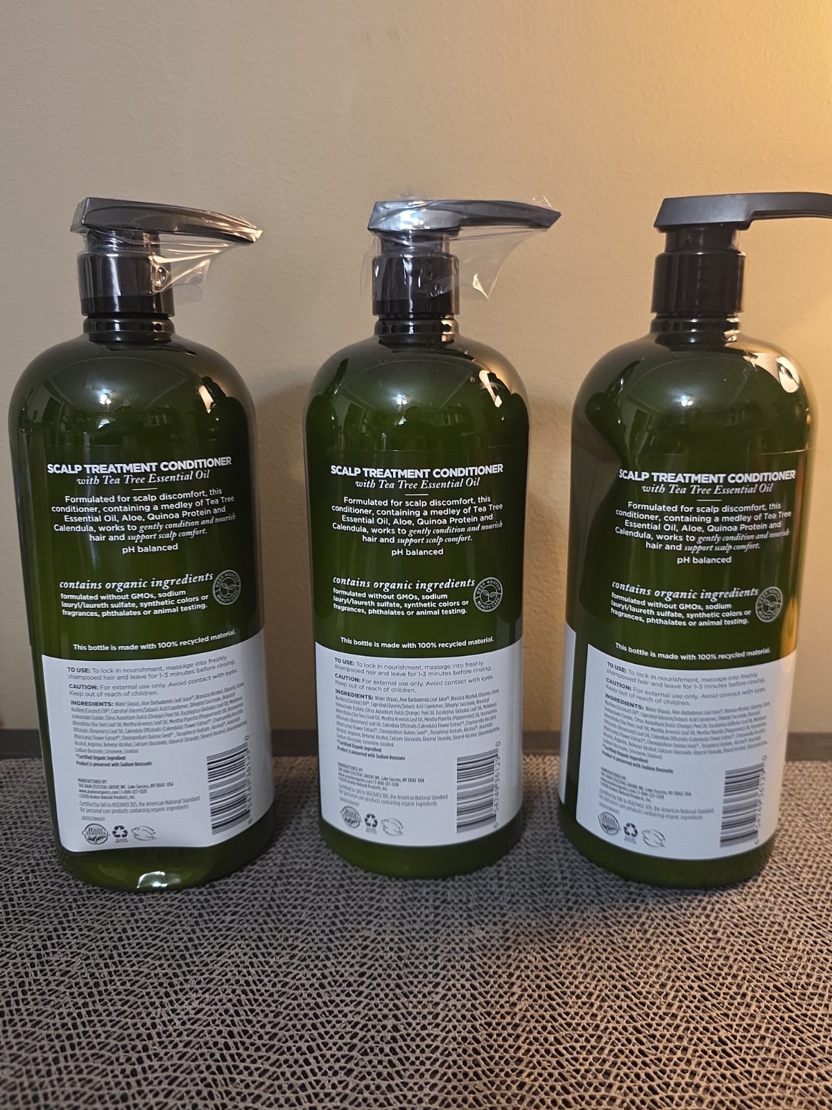 Avalon Organics Scalp Treatment (Bundle Of 3) Tea Tree Conditioner, 32 oz Each