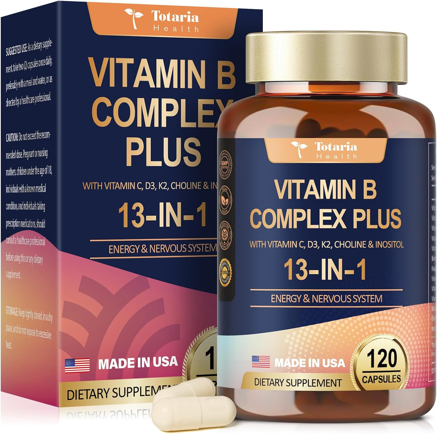 13-In-1 Vitamin B Complex plus with Vitamin B1, B2, B3 (Niacinamide), B4, B5, B6