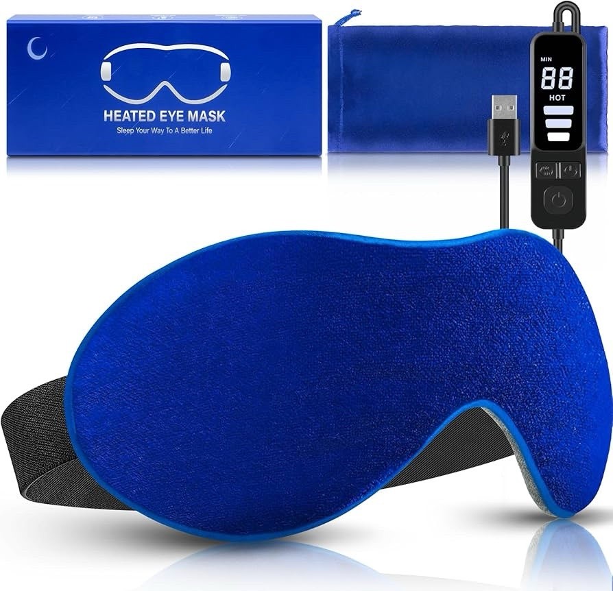 Flaxseed Heated Eye Mask for Dry Eyes, Moist Heat Compress, Reusable Design