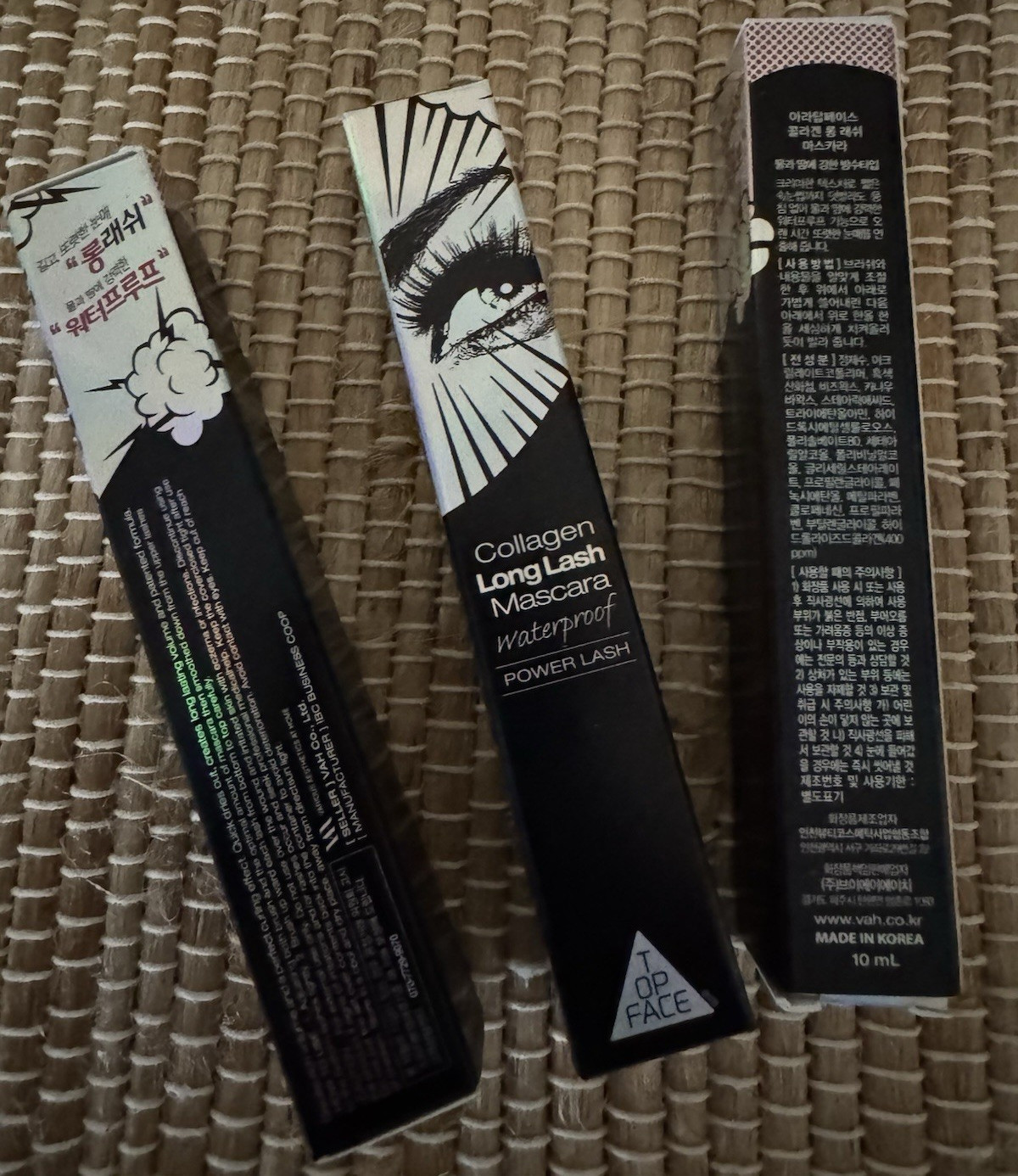 3 x TOP FACE Power Lash Collagen Long Lash Mascara, Black, Waterproof, 10 mL