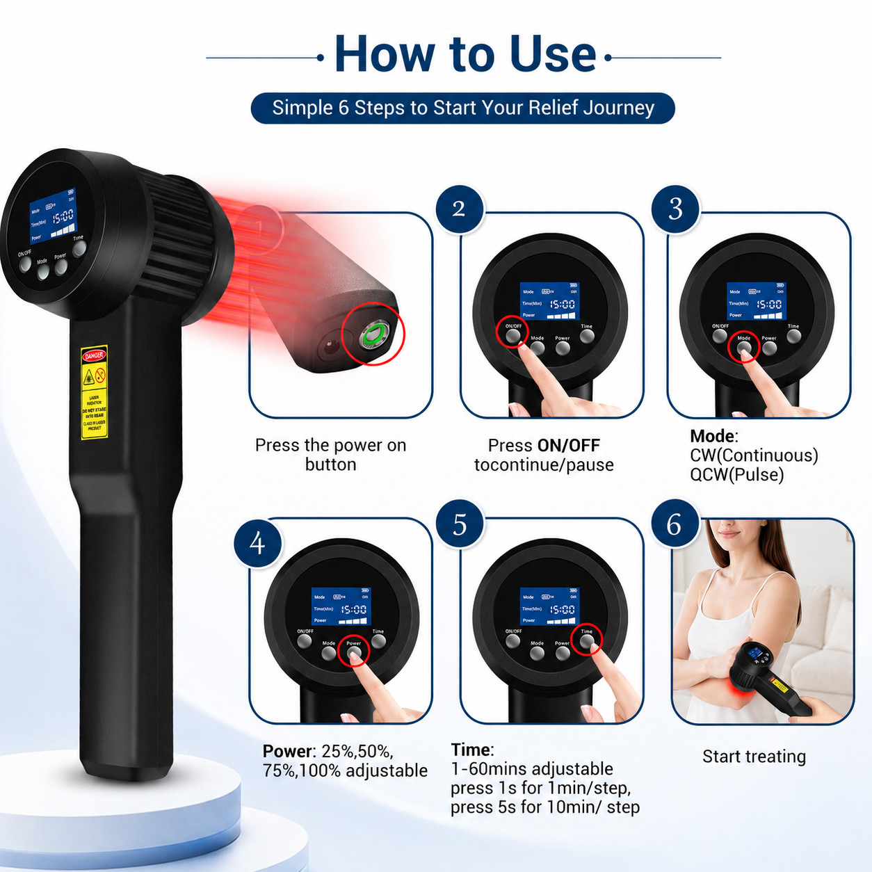 10W 808nm Rechargeable Handheld Laser for Pain Management and Physical Therapy