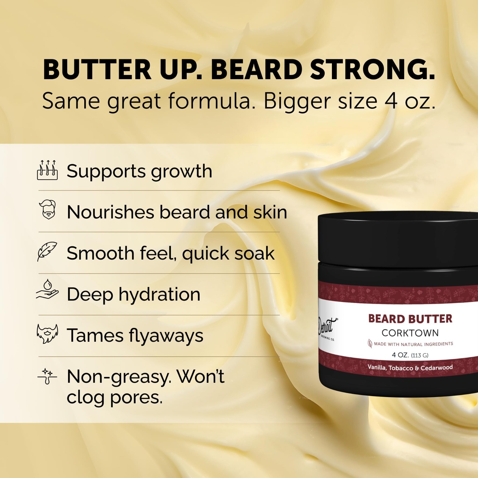 Beard Butter for Men – Premium Leave-In Conditioner & Softener, Hydrating Moistu