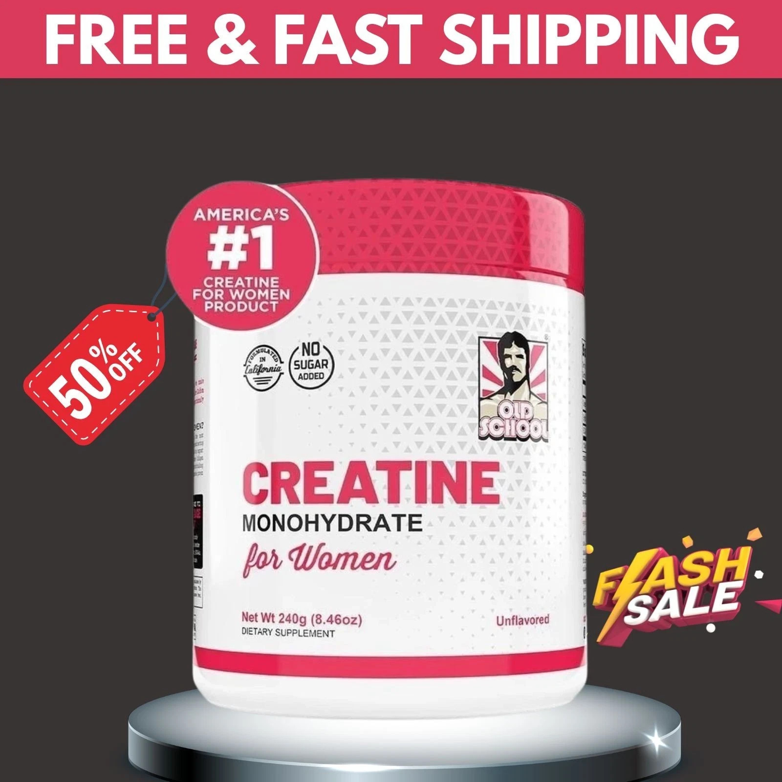 Creatine Monohydrate 5000mg for Women 2g Collagen & 1g BCAA – 240g