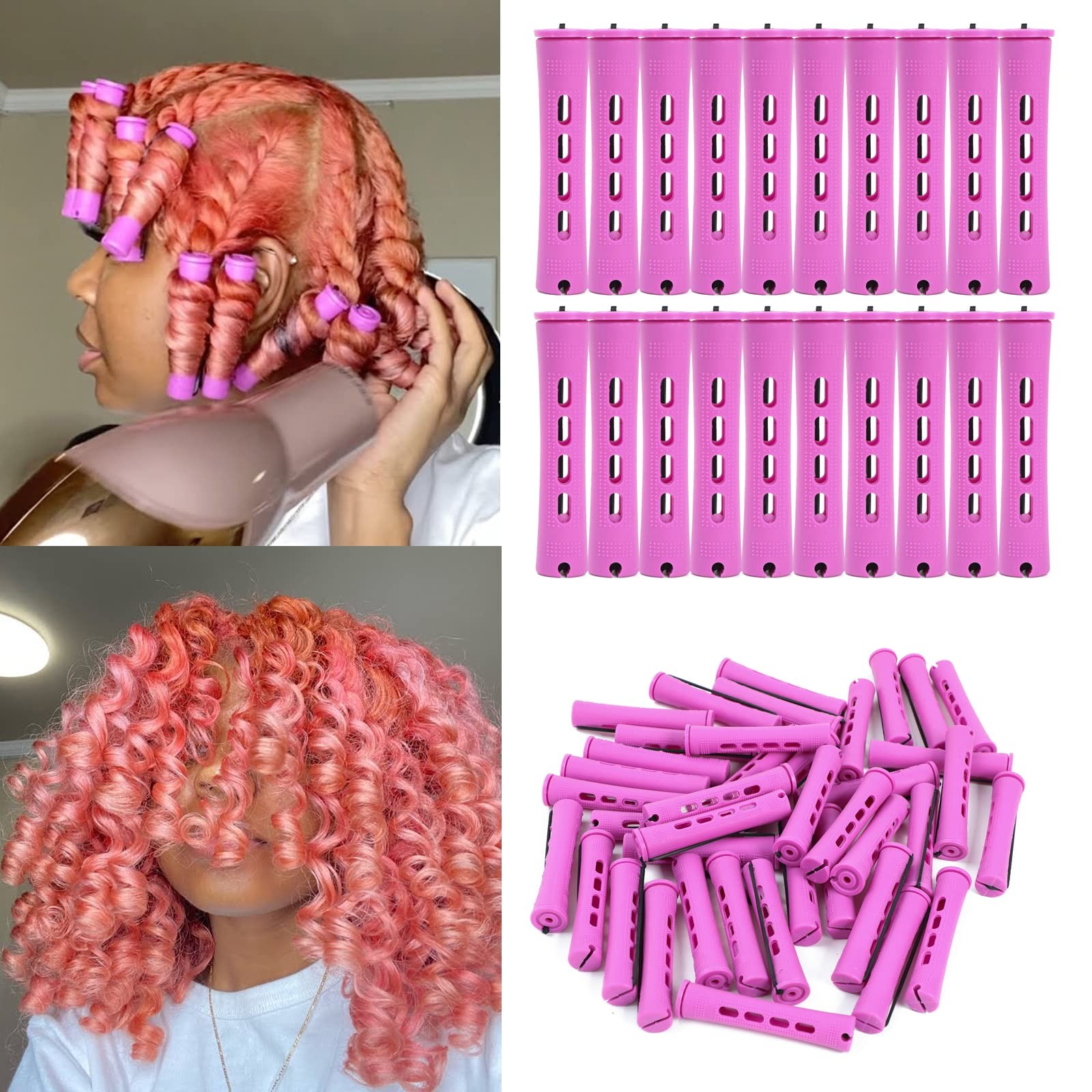 20pcs Women’s Perm Rods Set for Natural Hair: 2 1 Count (Pack of 20), Purple
