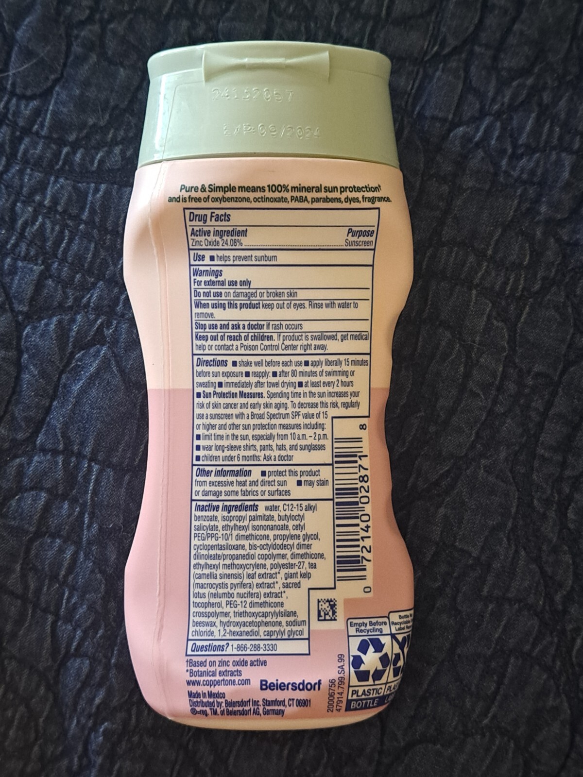 Coppertone Pure & Simple Baby Sunscreen 6 oz 100% Mineral Protection Exp 09/2024