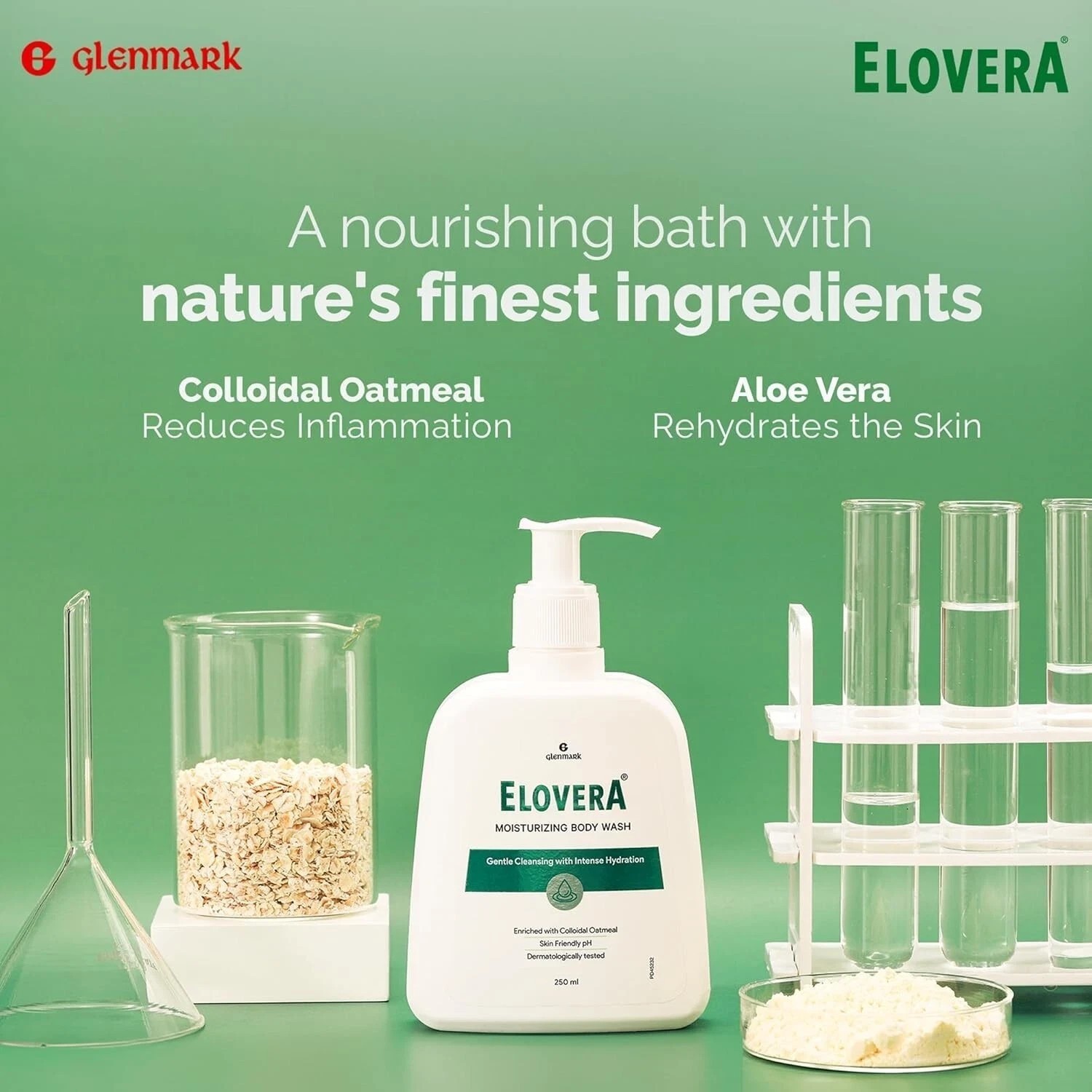 Elovera Body Wash Glenmark 250Ml – Aloe Vera & Vitamin E, Intense Moisturising