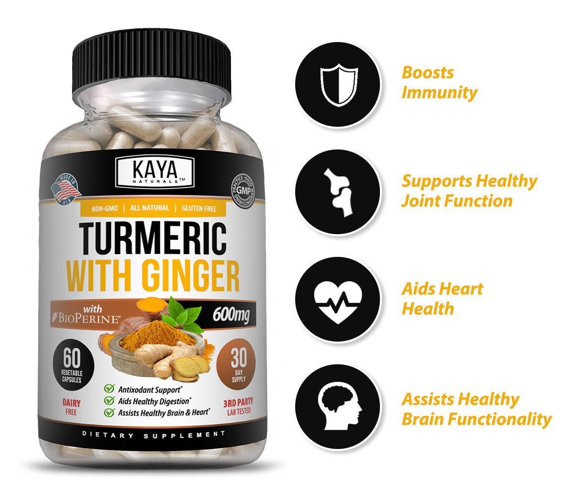 Turmeric Curcumin with Ginger + Black Pepper, Joint Pain Maxx Strength Capsules