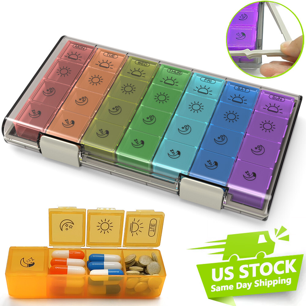 Monthly Pill Organizer Pill Case Pill Box One Week 4 Times a Day Moisture-Proof